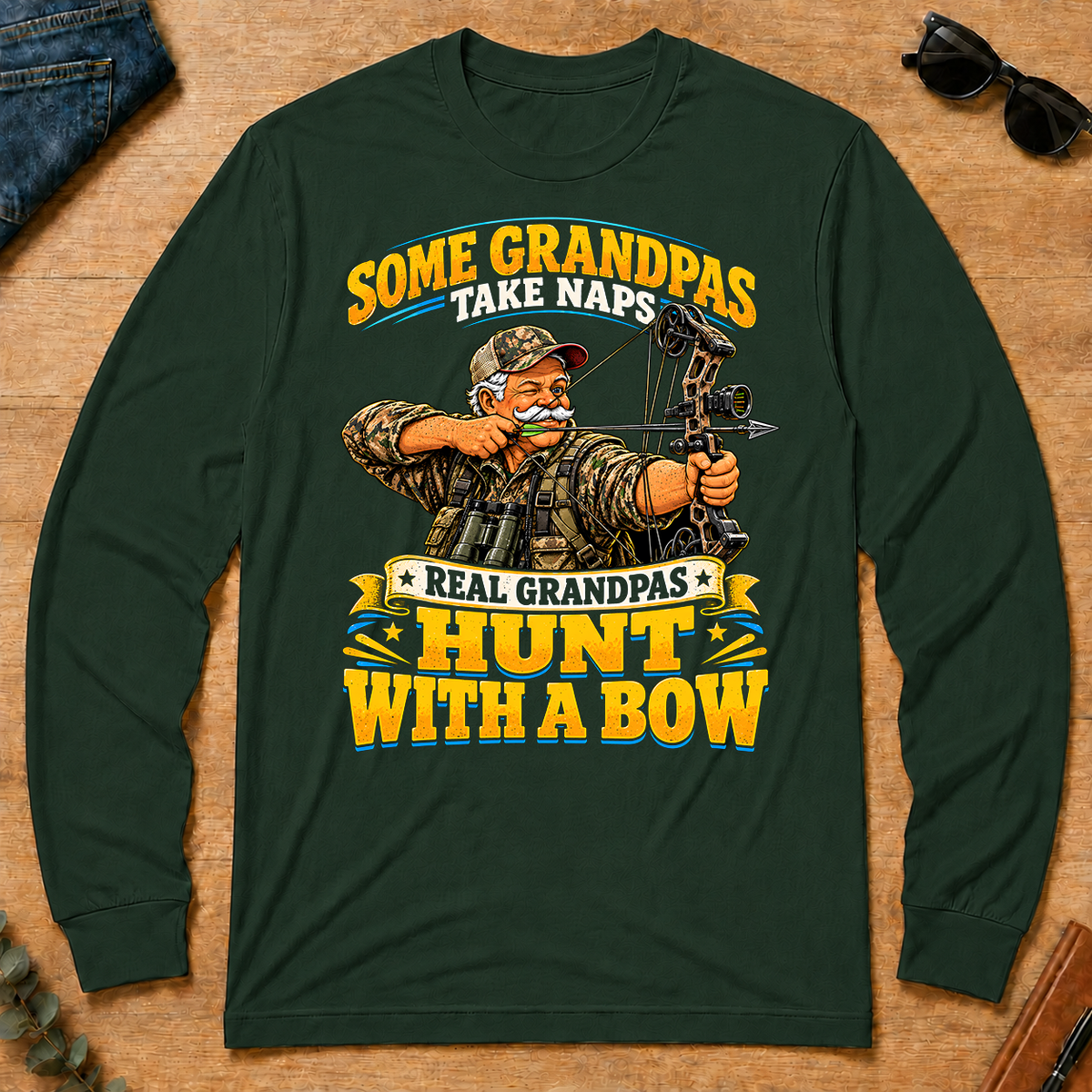 Real Grandpas Hunt With A Bow - forest-green - LST2D-ForestGreen