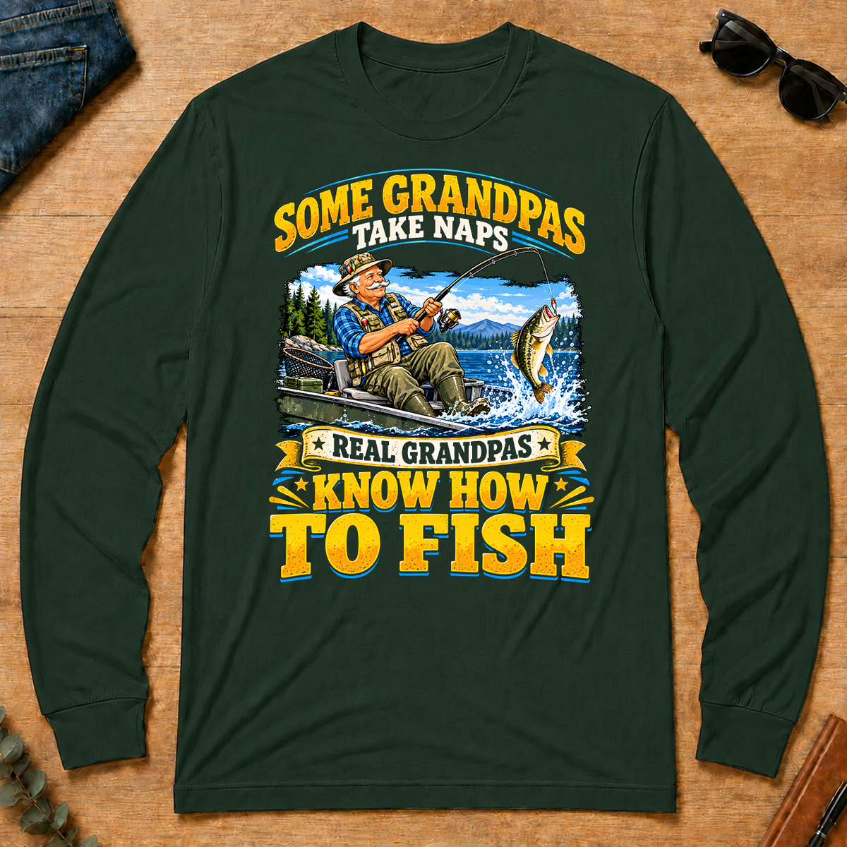 Real Grandpas Know How To Fish - forest-green - LST2D-ForestGreen