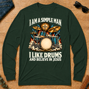 I Like Drums & Believe In Jesus - forest-green - LST2D-ForestGreen