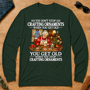 Old Woman Don't Stop Crafting Ornaments - forest-green - LST2D-ForestGreen