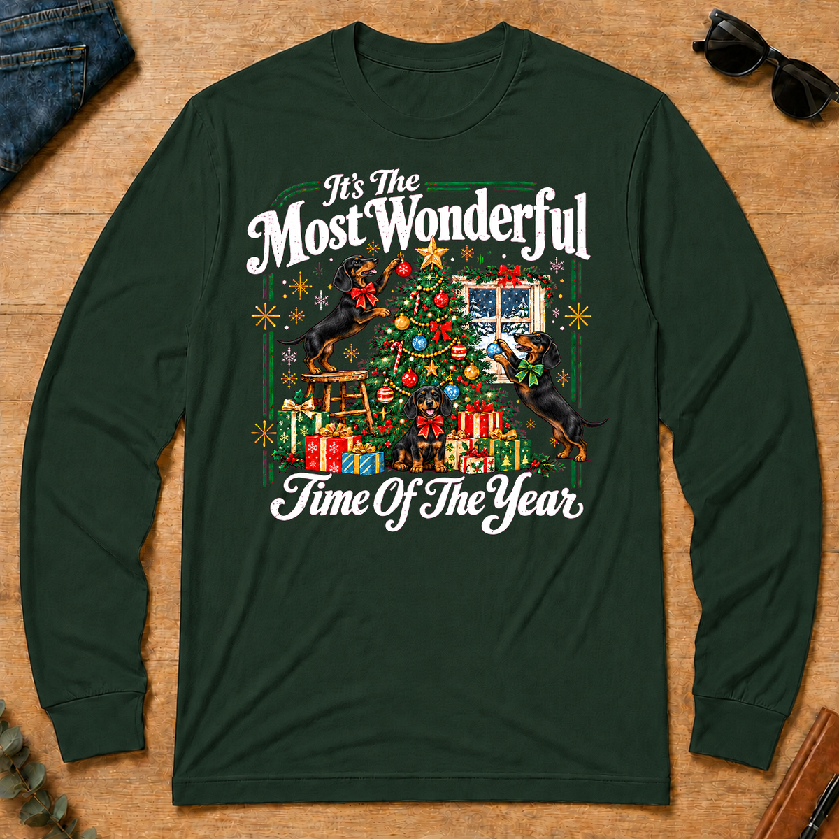 Wonderful Christmas Dachshund - forest-green - LST2D-ForestGreen