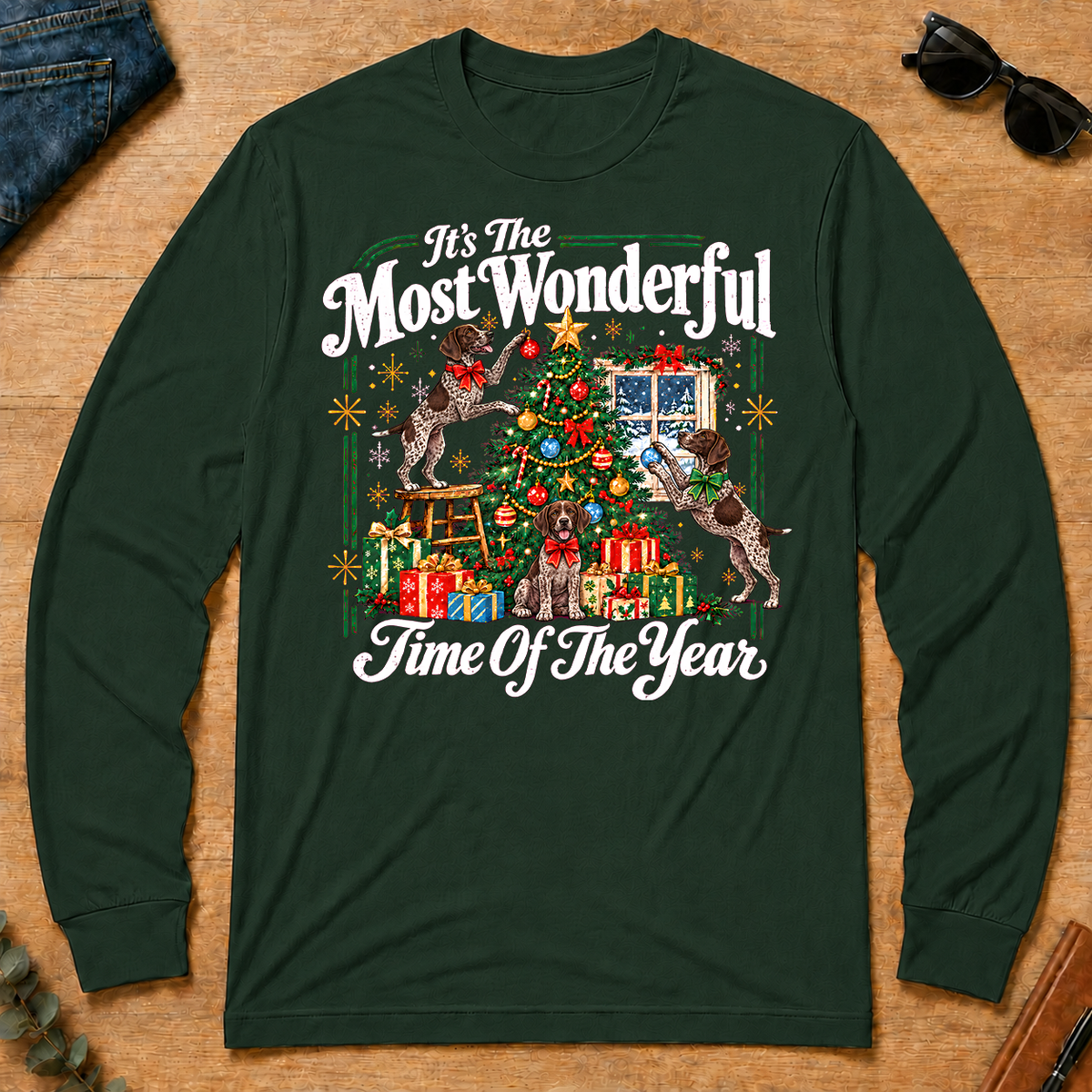 Wonderful Christmas German Shorthaired Pointer - forest-green - LST2D-ForestGreen