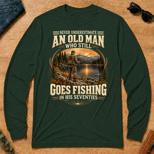 An Old Man Goes Fishing In 70s - forest-green - LST2D-ForestGreen
