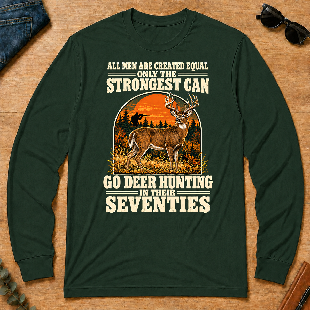 Deer Hunting Seventies Vintage - forest-green - LST2D-ForestGreen