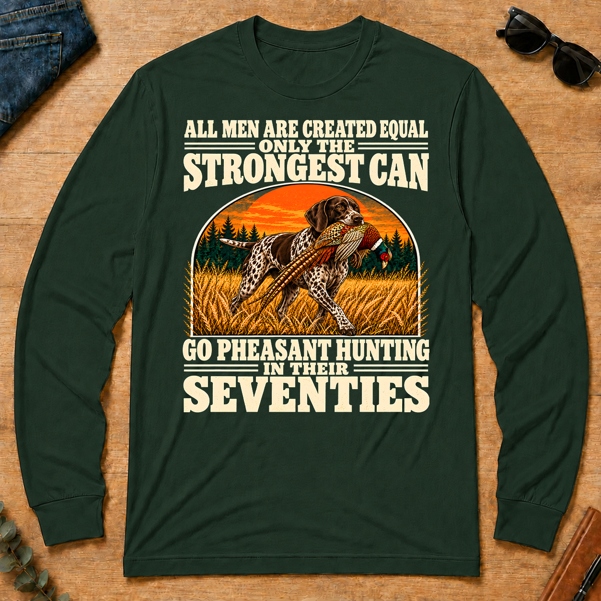 Pheasant Hunting Seventies Vintage - forest-green - LST2D-ForestGreen