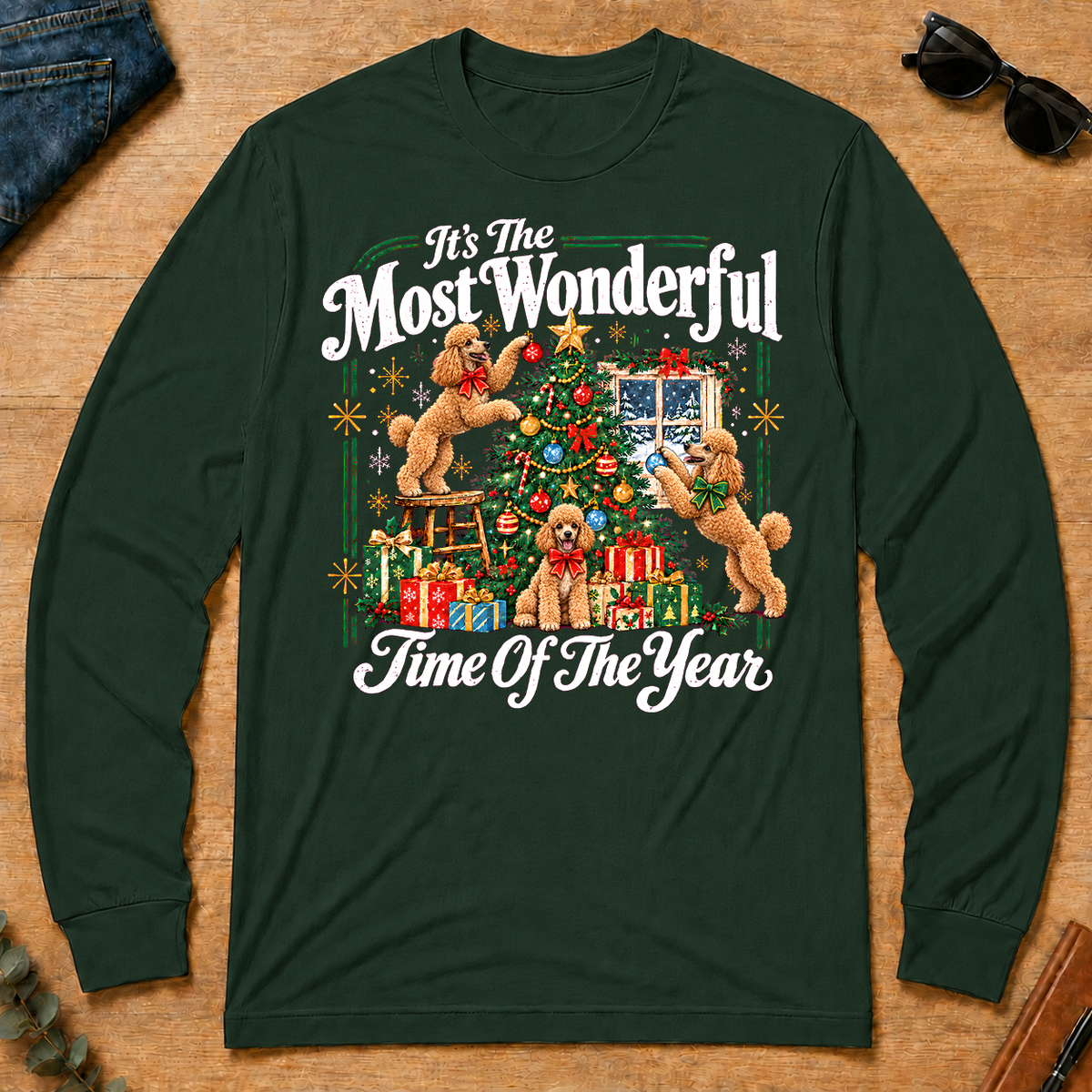 Wonderful Christmas Poodle - forest-green - LST2D-ForestGreen