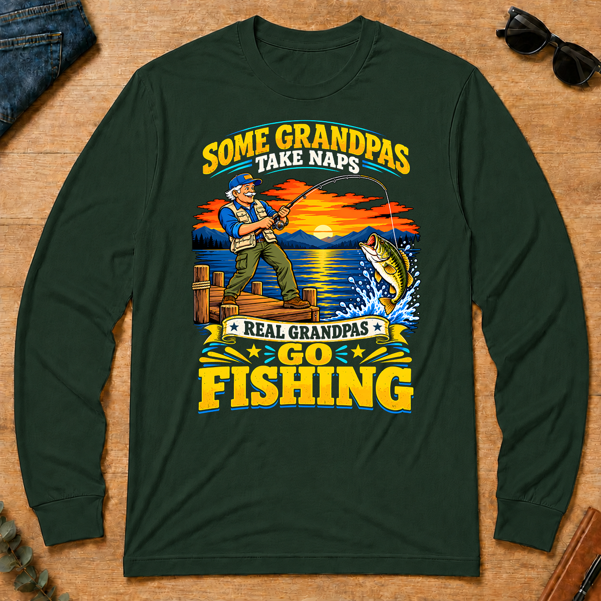 Real Grandpas Go Fishing - forest-green - LST2D-ForestGreen