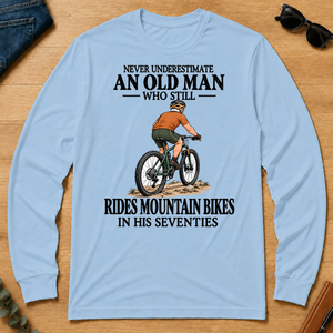 An Old Man Still Rides Mountain Bikes In His Seventies - light-blue - LST2D-LightBlue