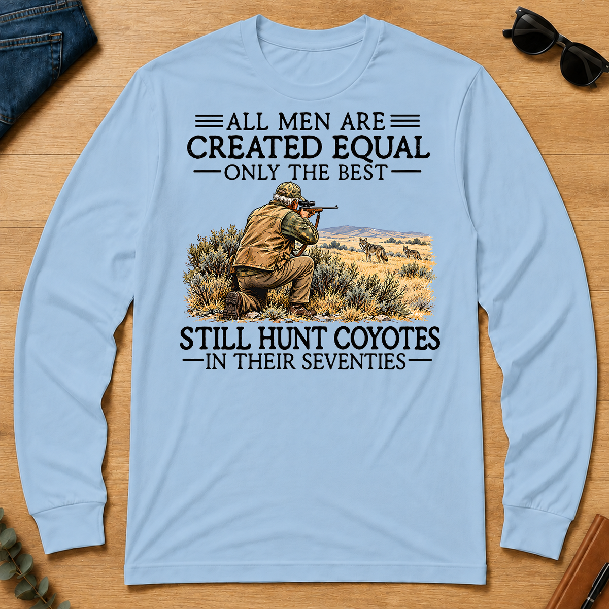 All Men Are Created Equal Coyote Hunting 70s - light-blue - LST2D-LightBlue