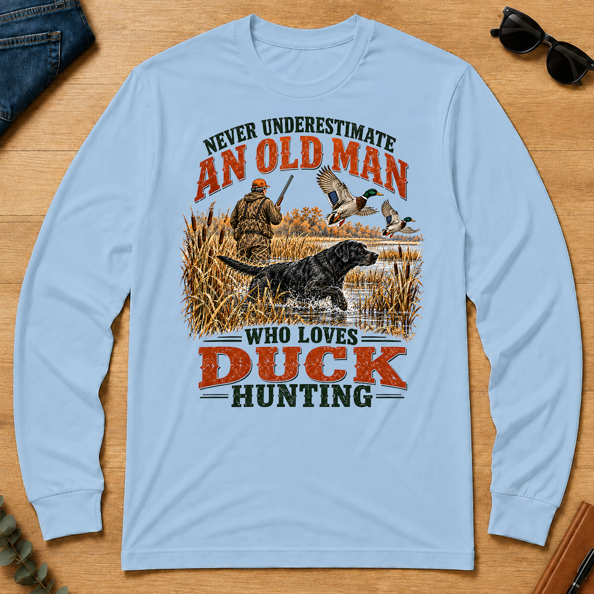 An Old Man Loves Duck Hunting - light-blue - LST2D-LightBlue