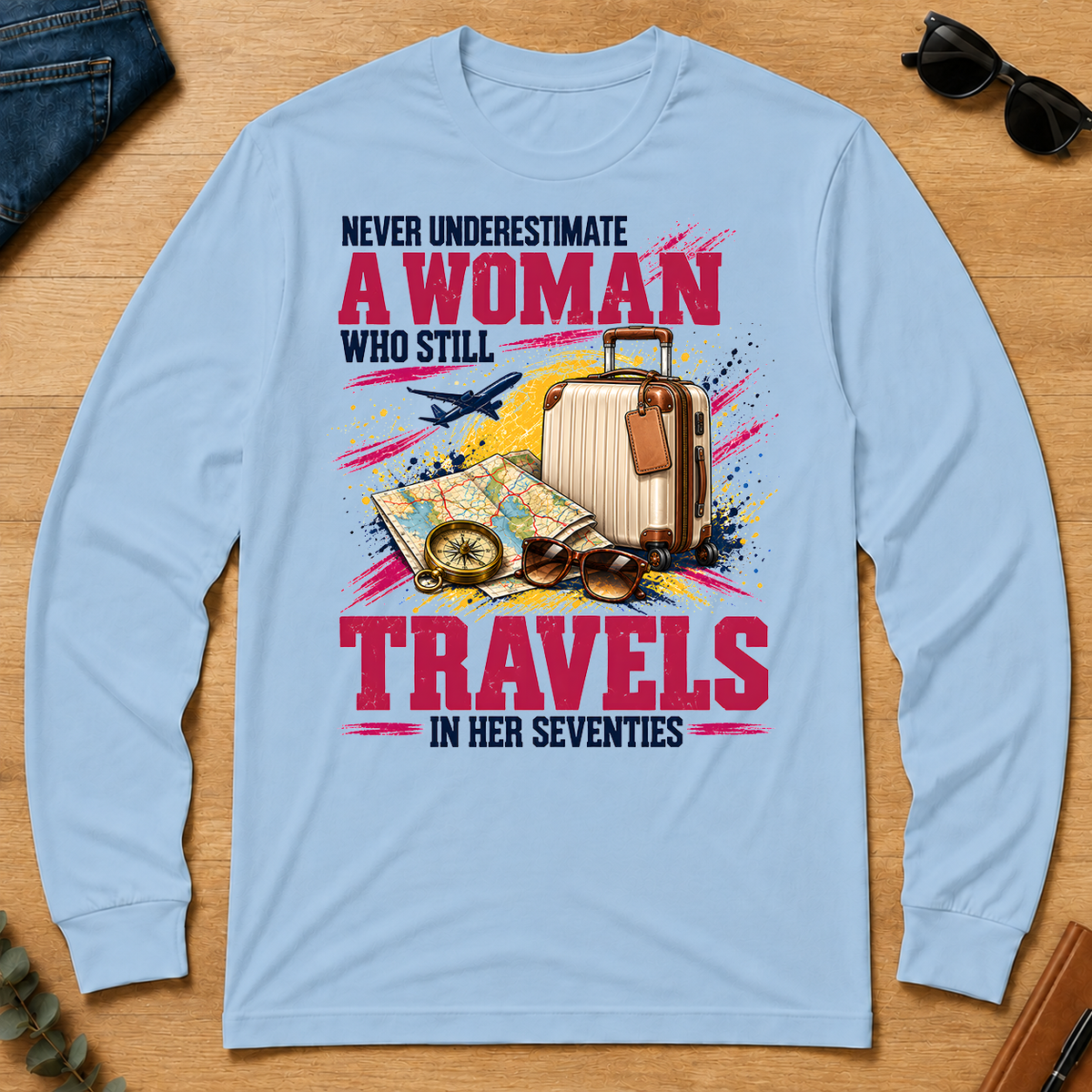 A Woman Still Travels In Her Seventies - light-blue - LST2D-LightBlue