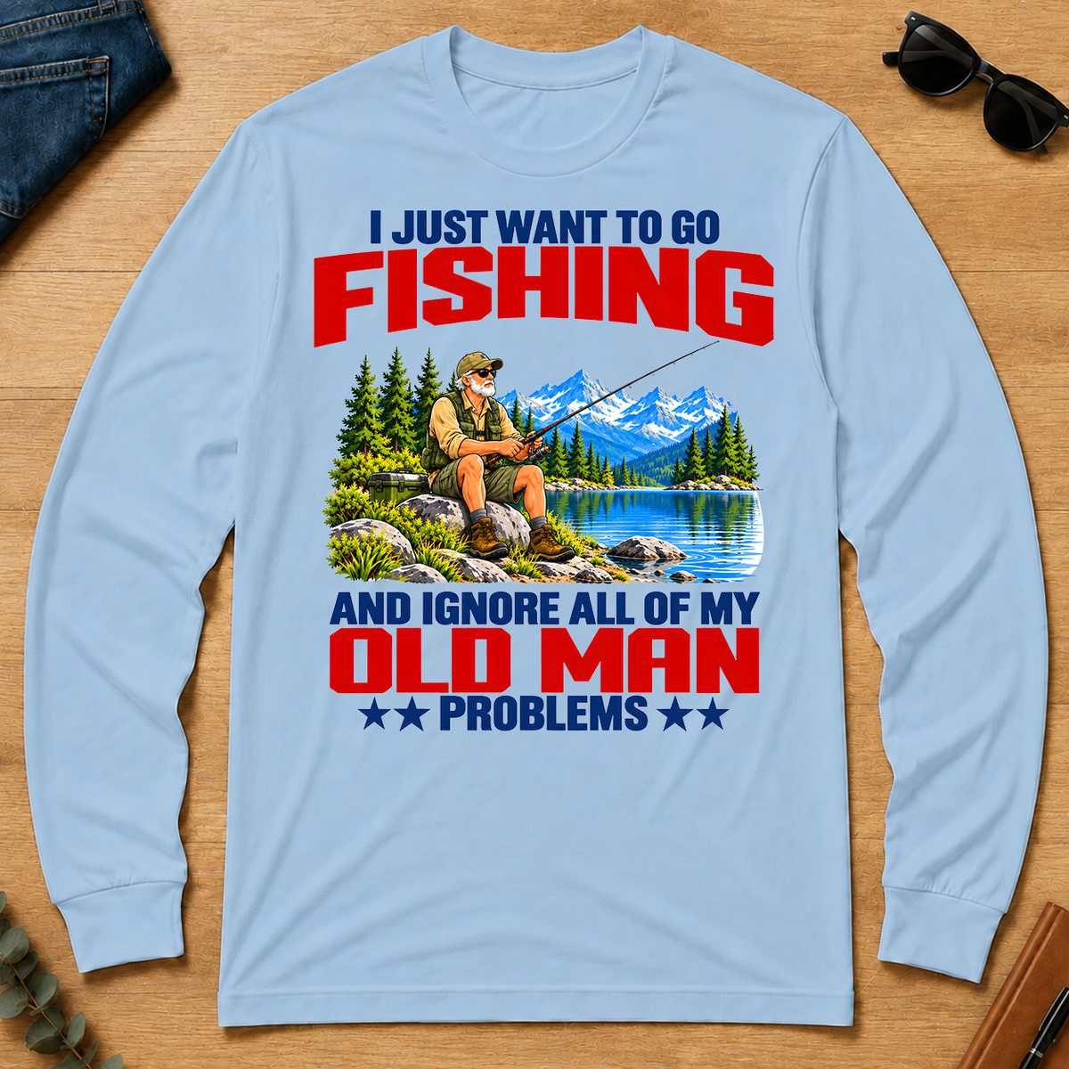 I Just Want To Go Fishing Art - light-blue - LST2D-LightBlue