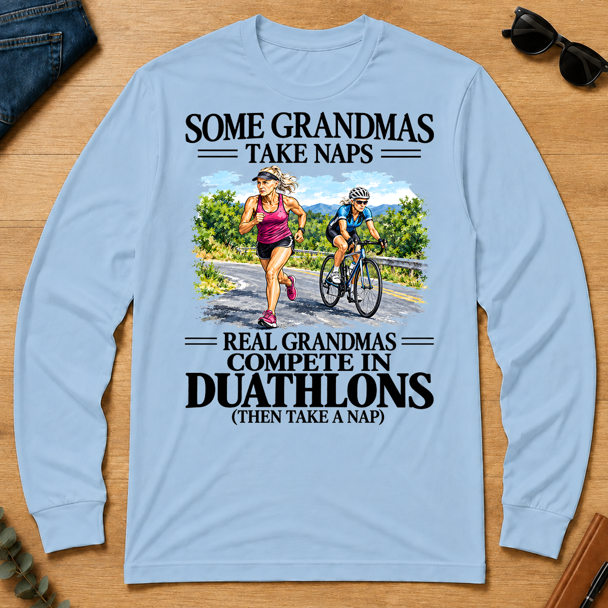 Real Grandmas Compete In Duathlons - light-blue - LST2D-LightBlue