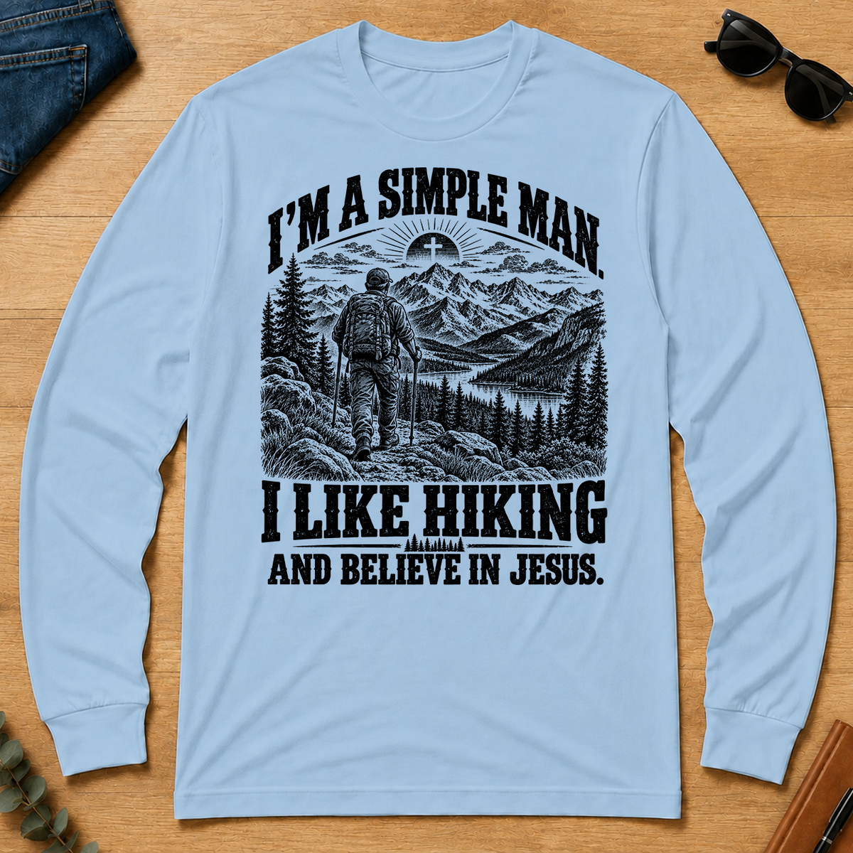 I like Hiking Believe In Jesus - light-blue - LST2D-LightBlue