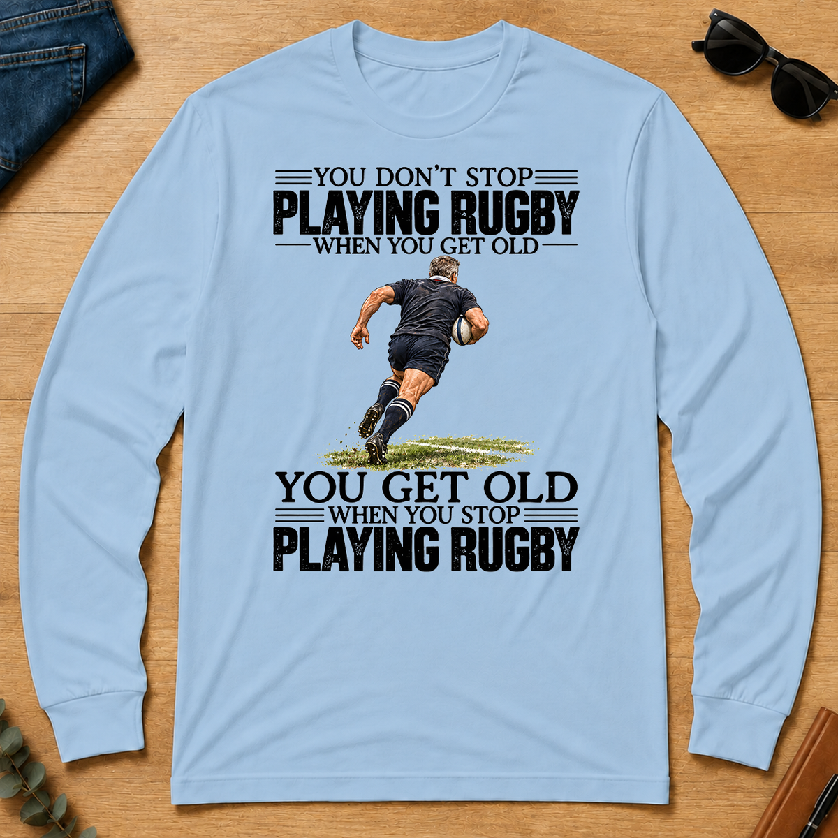 Vintage You Get Old When You Stop Playing Rugby - light-blue - LST2D-LightBlue