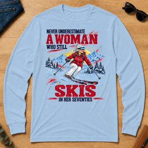 A Woman Still Skis In Her 70s - light-blue - LST2D-LightBlue