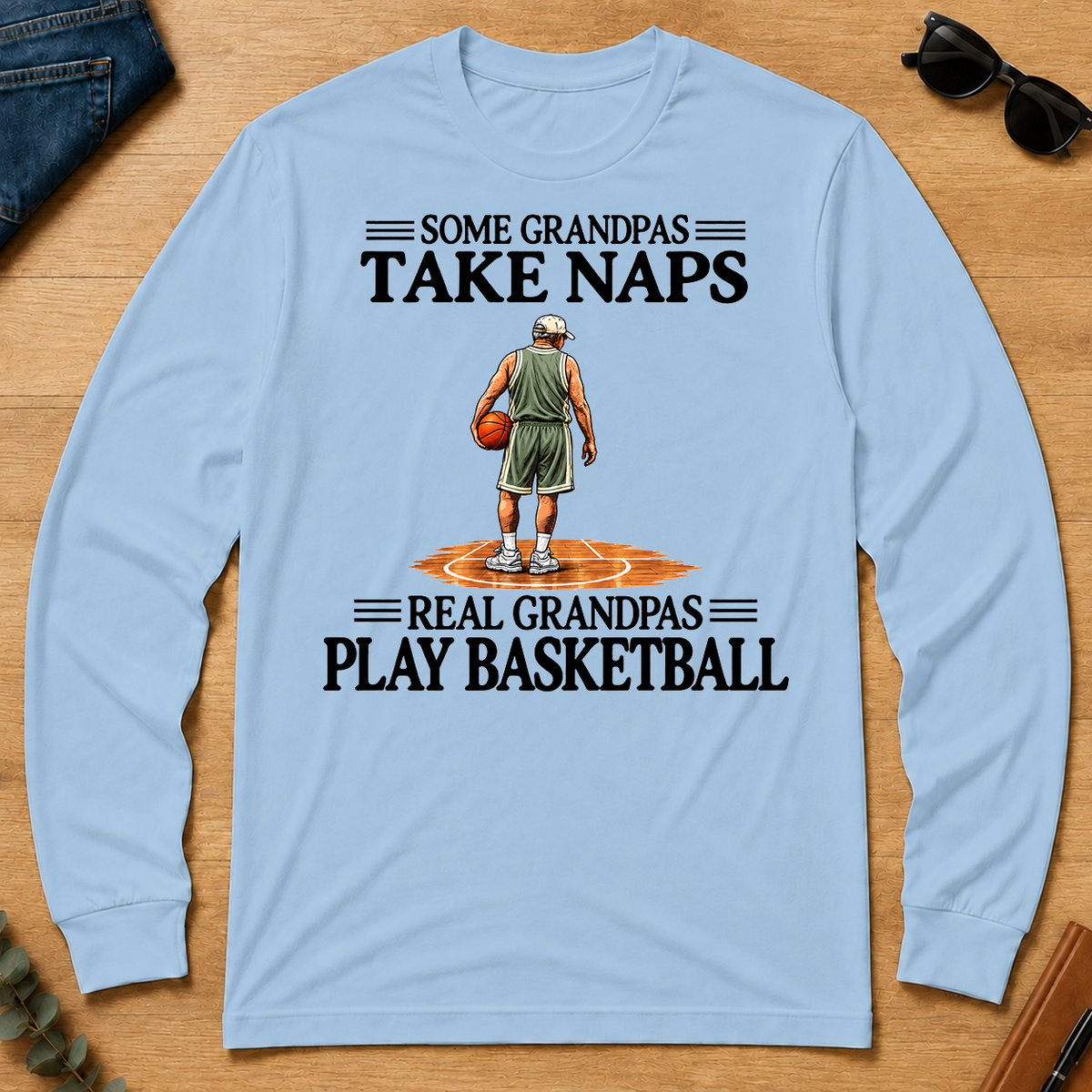 Real Grandpas Play Basketball Vintage - light-blue - LST2D-LightBlue