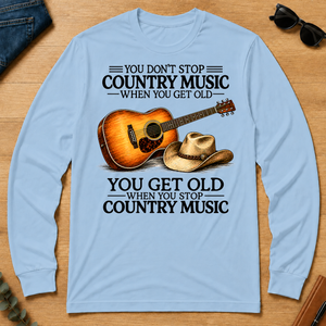 Don't Stop Playing Country Music Vintage Art - light-blue - LST2D-LightBlue