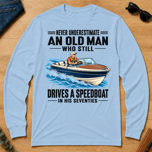 An Old Man Still Drives A Speedboat In His 70s - light-blue - LST2D-LightBlue