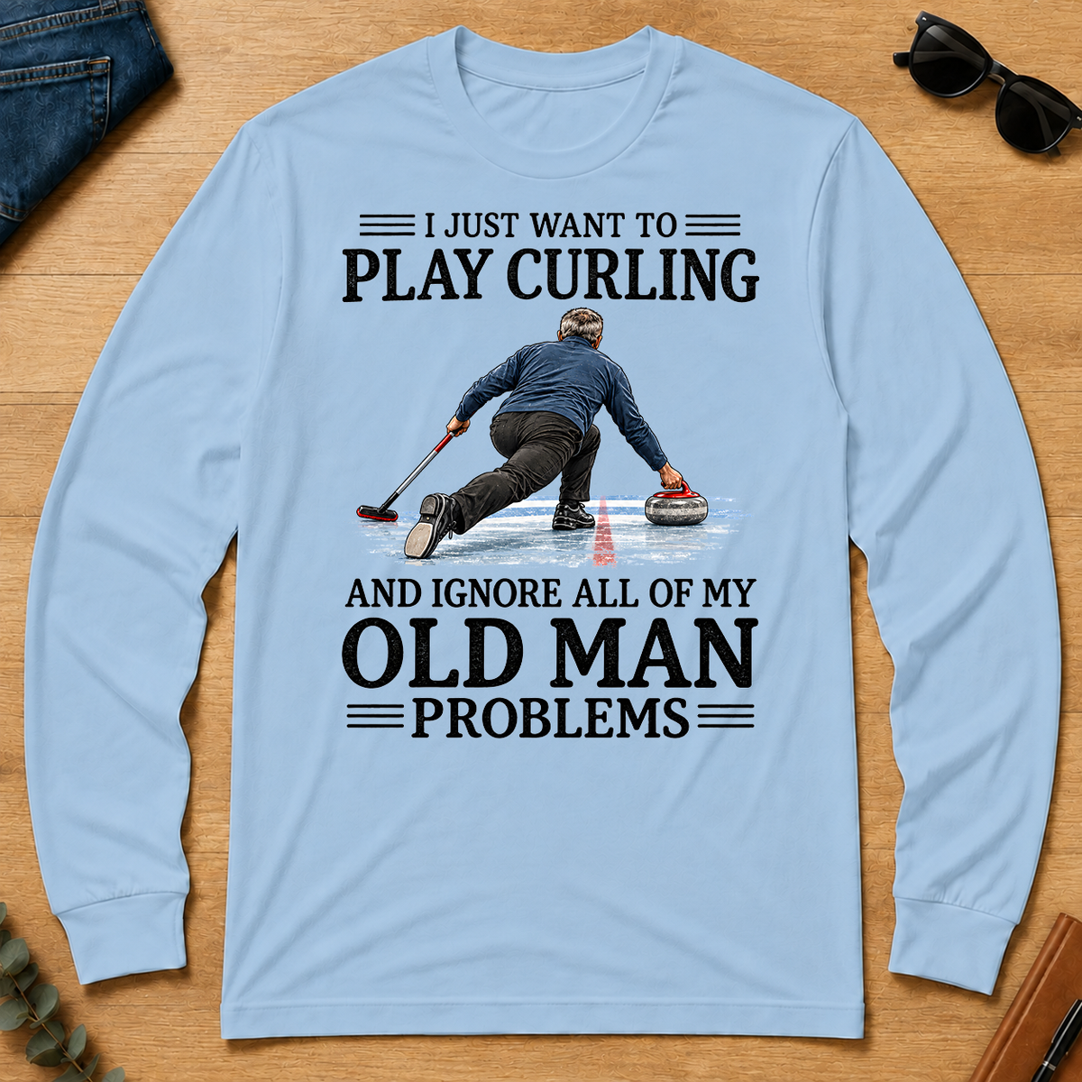I Just Want To Play Curling - light-blue - LST2D-LightBlue