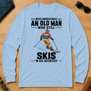Never Underestimate An Old Man Skis In His 70s - light-blue - LST2D-LightBlue