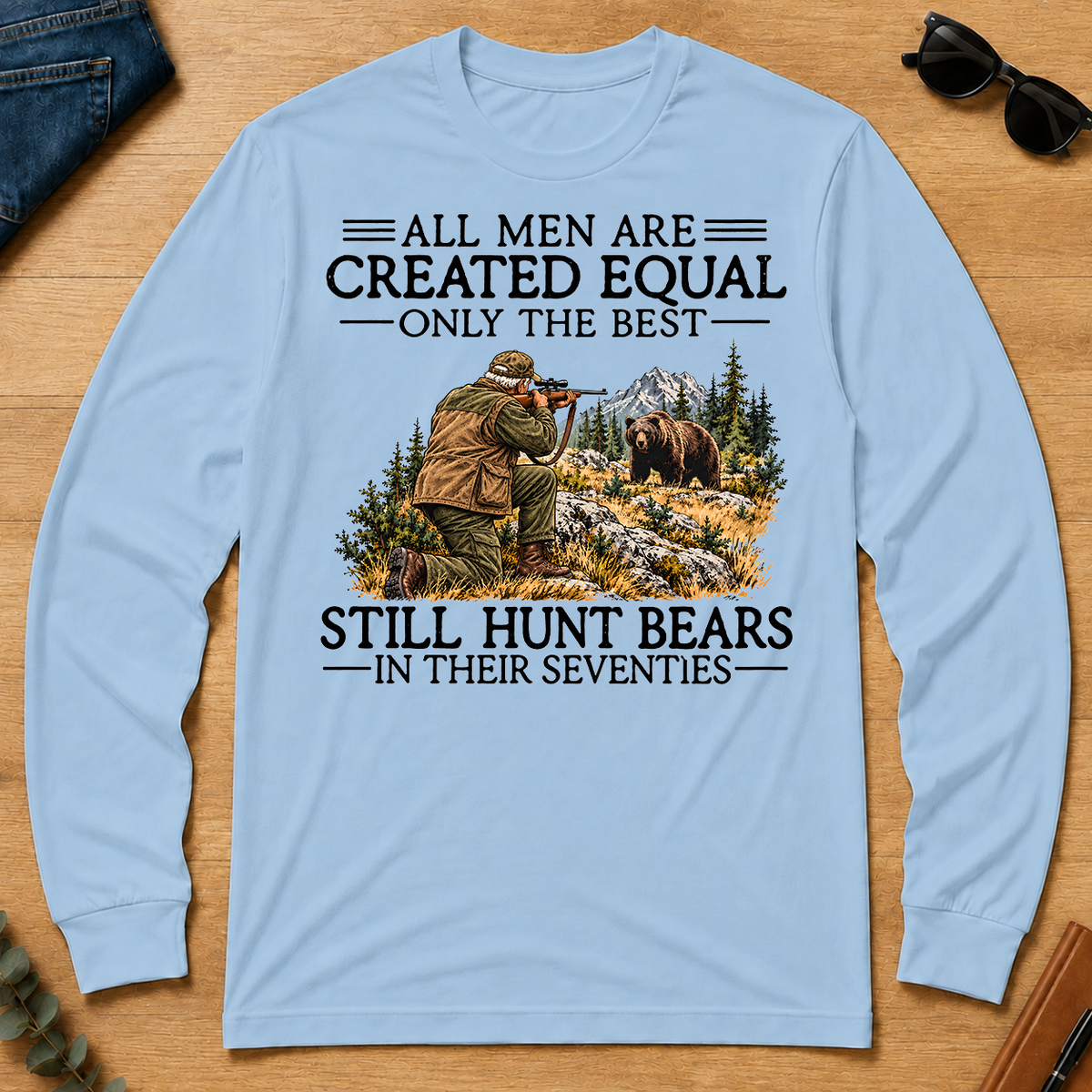 All Men Are Created Equal Deer Hunting 70s - light-blue - LST2D-LightBlue