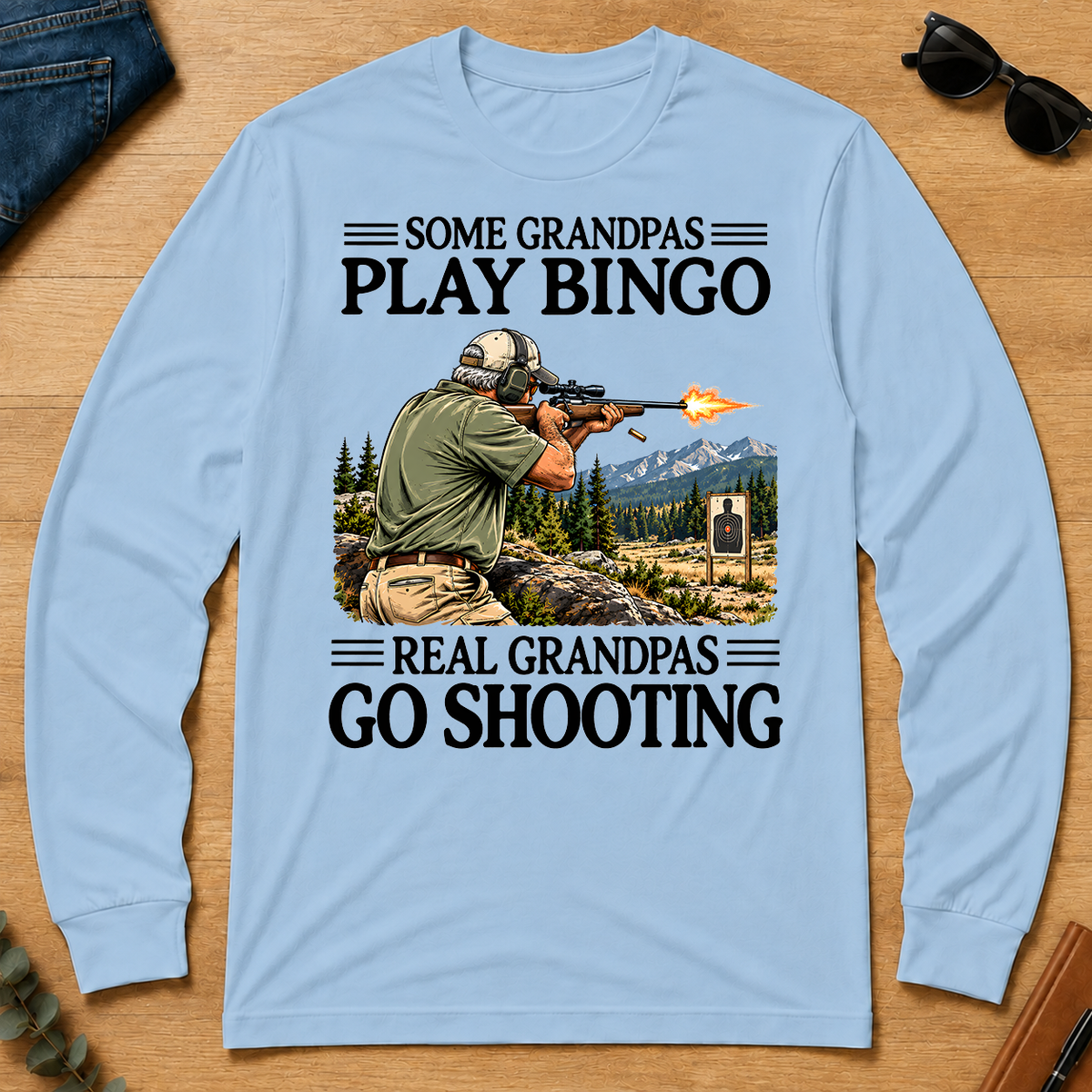 Some Grandpas Play Bingo Real Grandpas Go Shooting - light-blue - LST2D-LightBlue