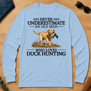 Never Underestimate An Old Man Who Loves Duck Hunting Art - light-blue - LST2D-LightBlue