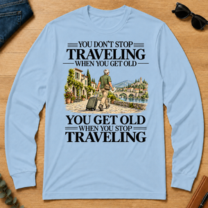 Don't Stop Traveling Vintage Art - light-blue - LST2D-LightBlue