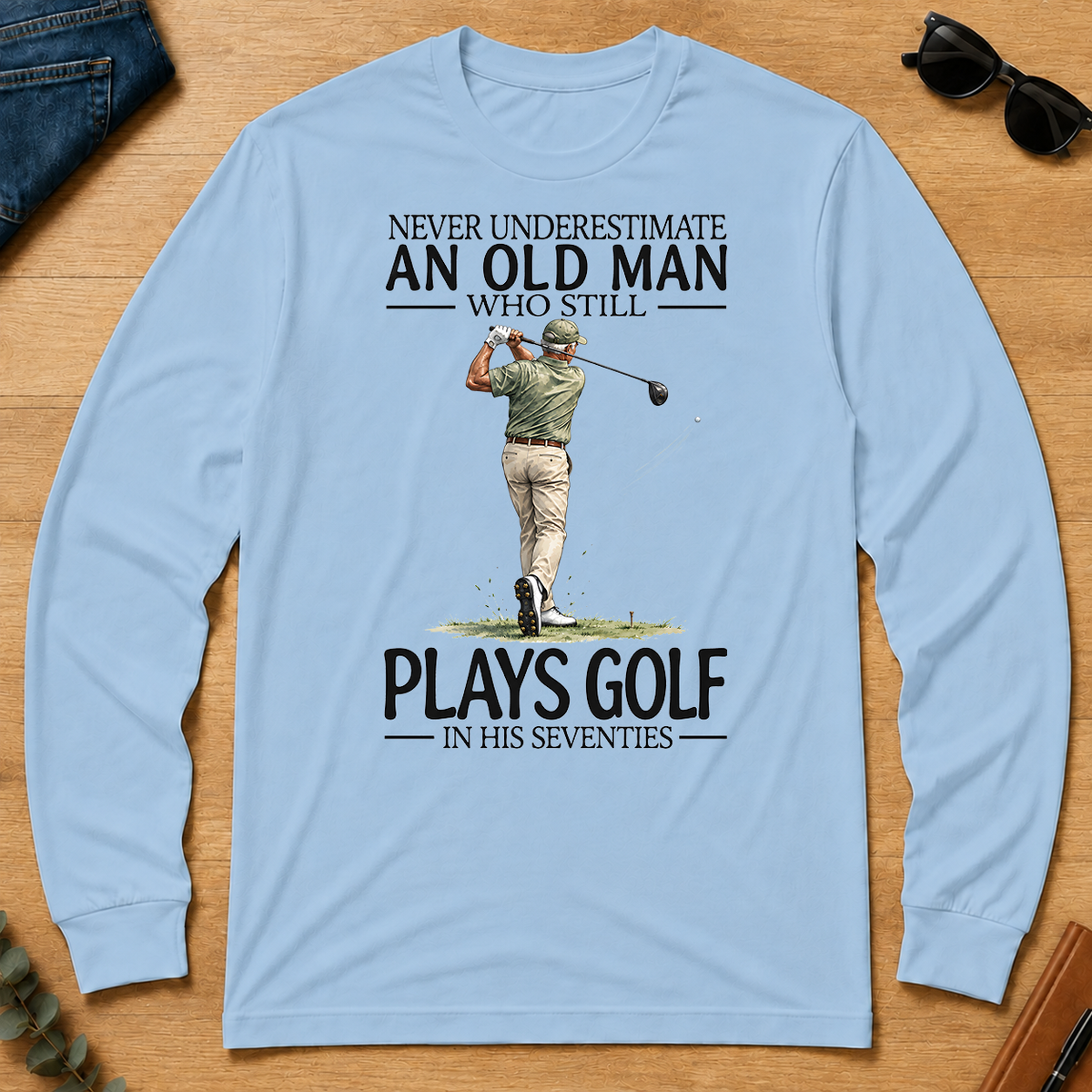 An Old Man Who Still Plays Golf In His Seventies - light-blue - LST2D-LightBlue
