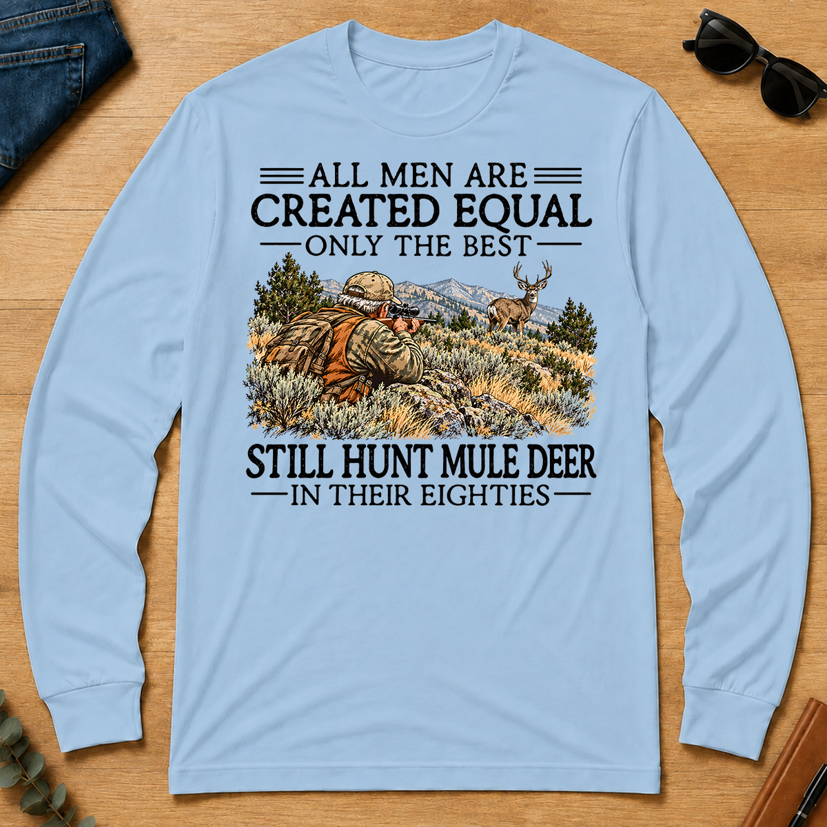 All Men Are Created Equal Mule Deer Hunting 80s - light-blue - LST2D-LightBlue
