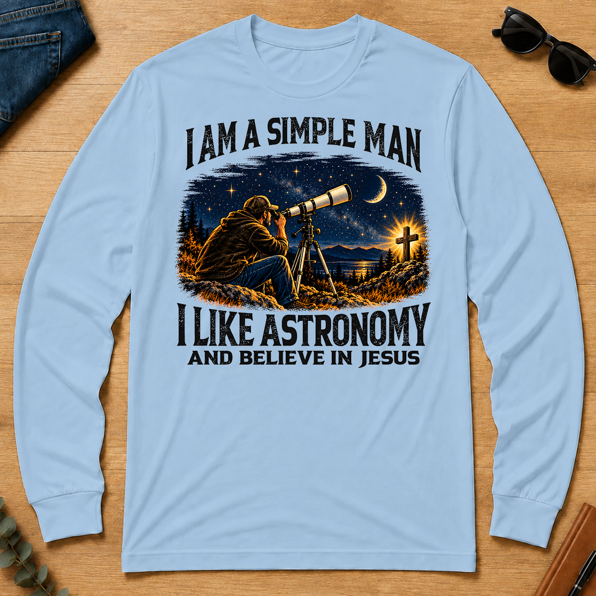I Am Simple Man I Like Astronomy - light-blue - LST2D-LightBlue