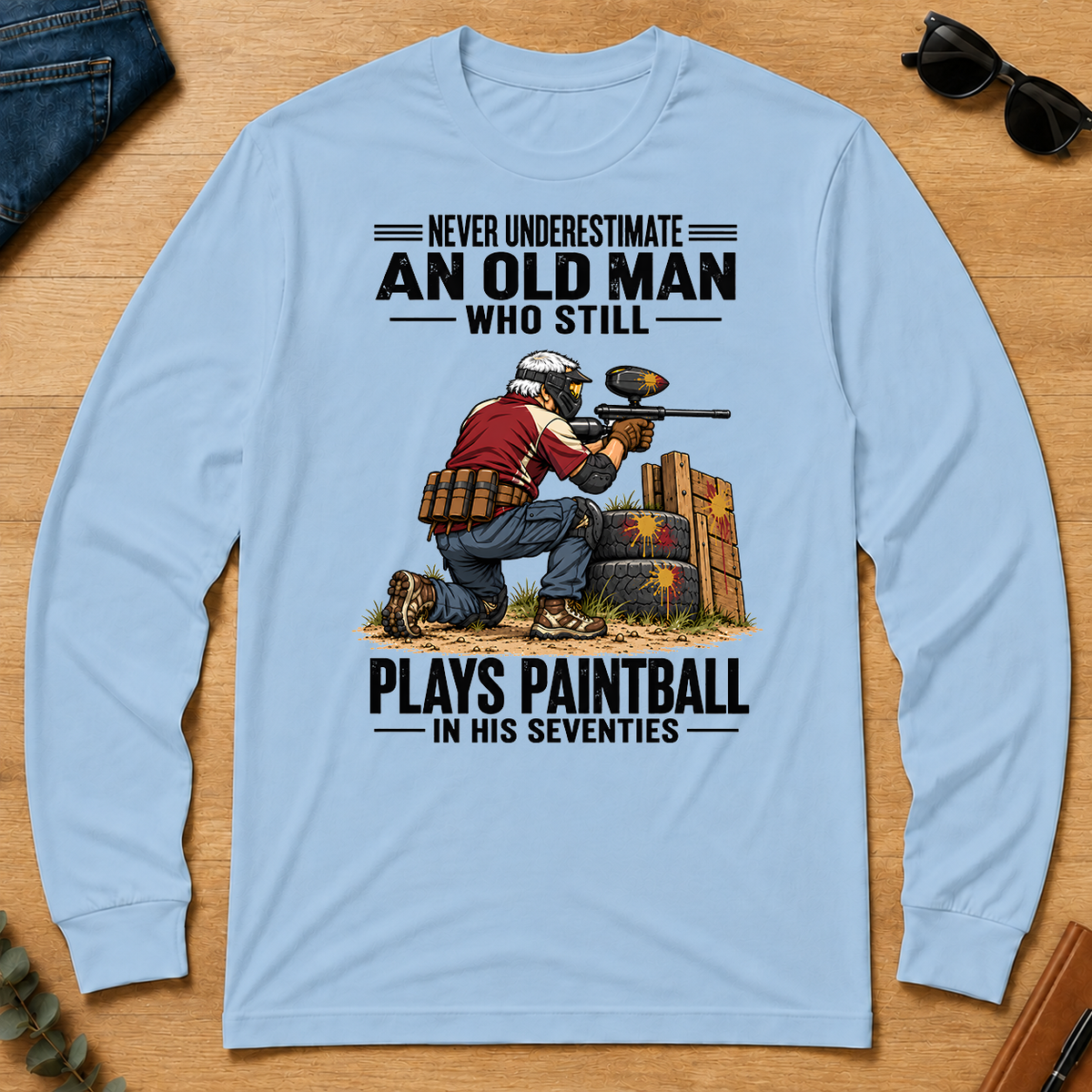 An Old Man Still Plays Paintball In His 70s - light-blue - LST2D-LightBlue