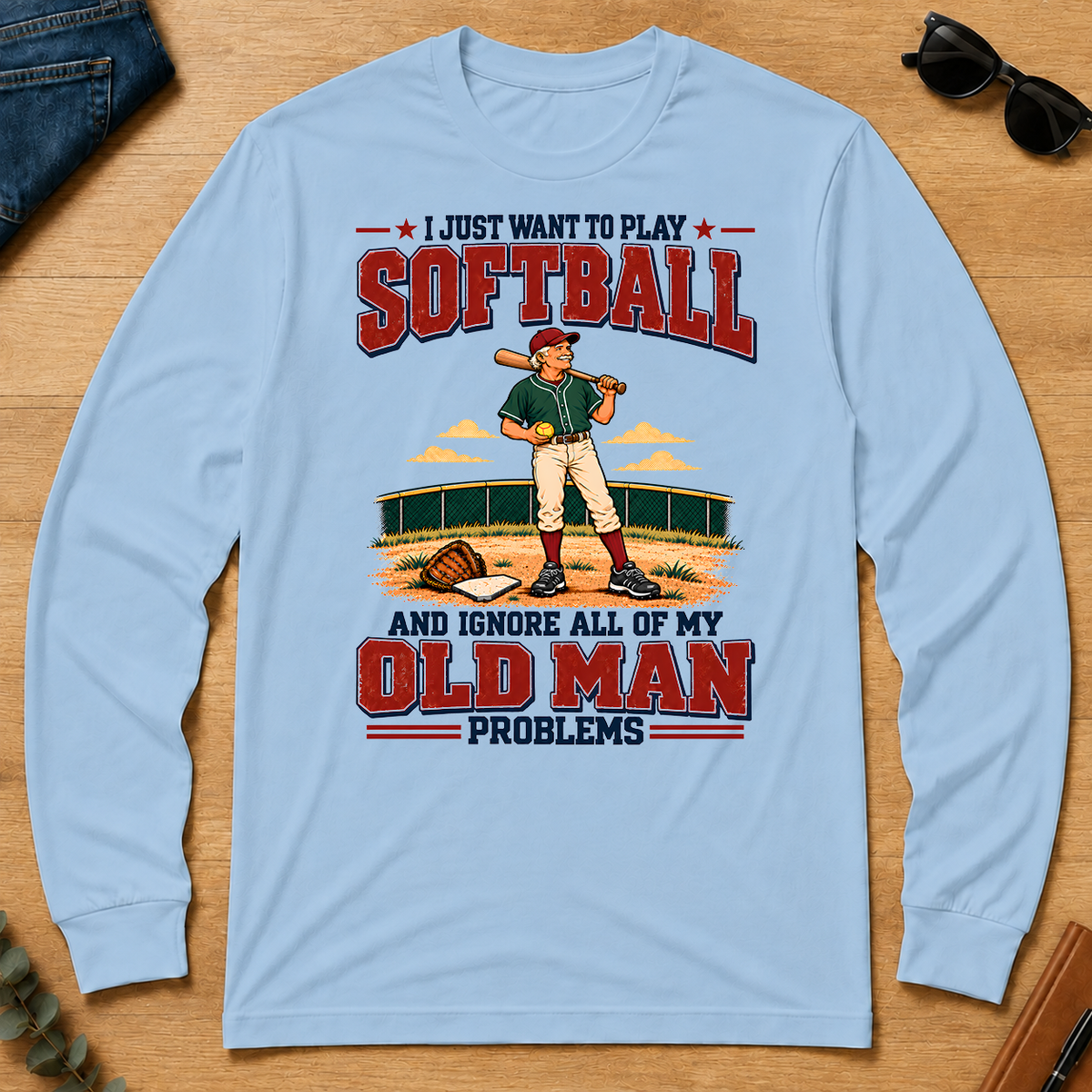 I Just Want To Play Solfball & Ignore All Old Man Problems - light-blue - LST2D-LightBlue
