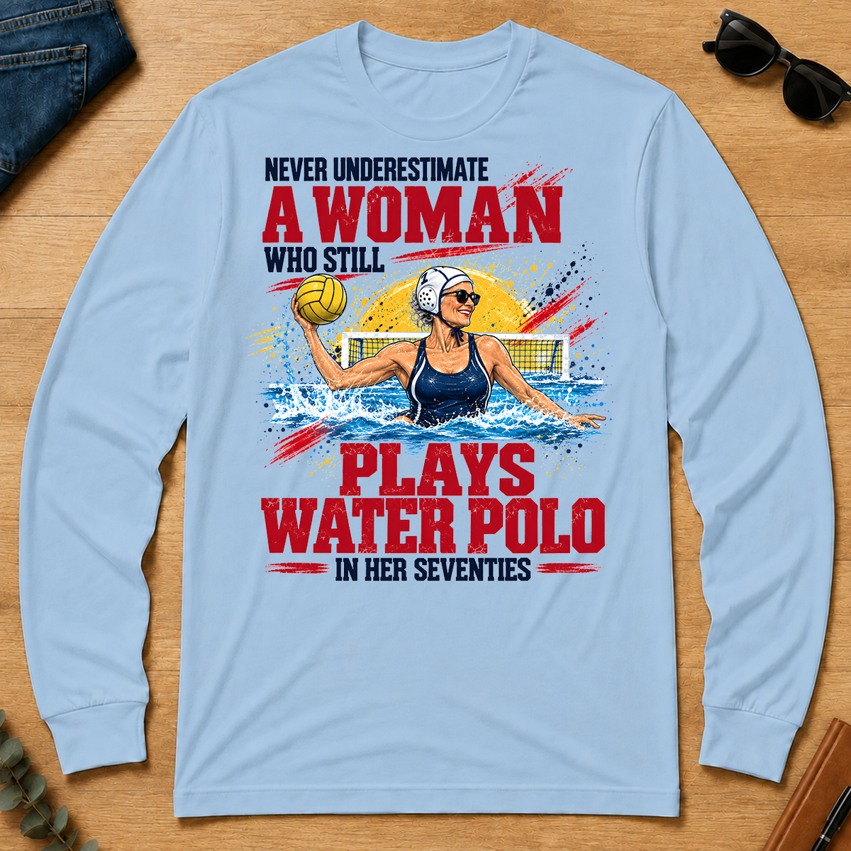 A Woman Still Plays Water Polo In Her 70s - light-blue - LST2D-LightBlue