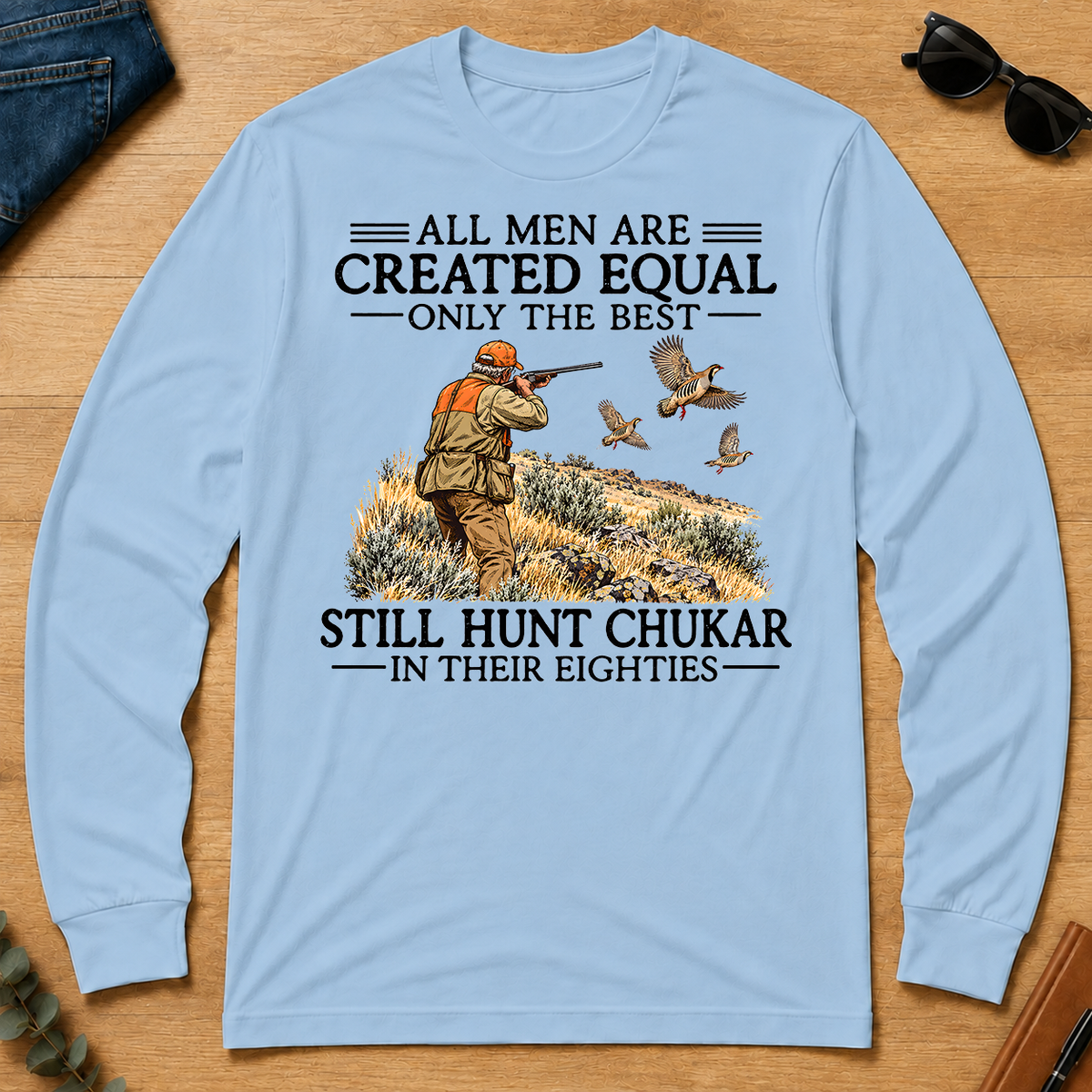 All Men Are Created Equal Chukar Hunting 80s - light-blue - LST2D-LightBlue