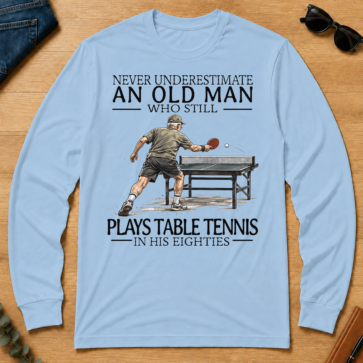 An Old Man Who Still Plays Table Tennis In His Eighties - light-blue - LST2D-LightBlue