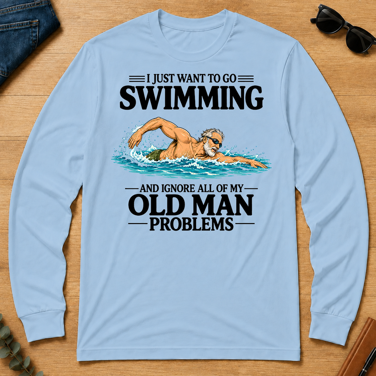 I Just Want To Go Swimming Vintage - light-blue - LST2D-LightBlue
