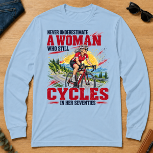 A Woman Still Cycles In Her 70s - light-blue - LST2D-LightBlue