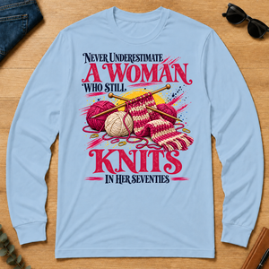 A Woman Still Knits In Her Seventies - light-blue - LST2D-LightBlue