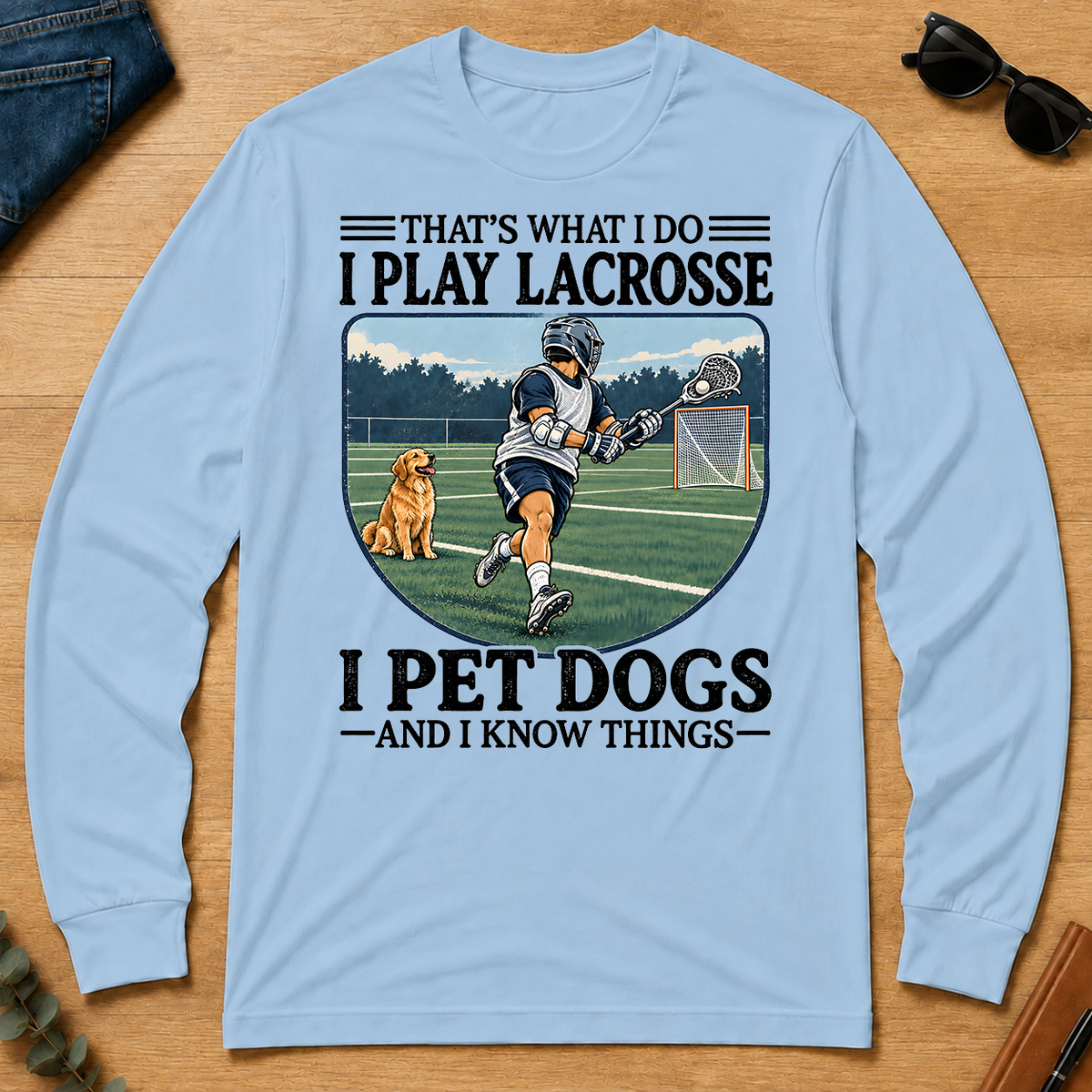 I Play Lacrosse And I Pet Dog - light-blue - LST2D-LightBlue
