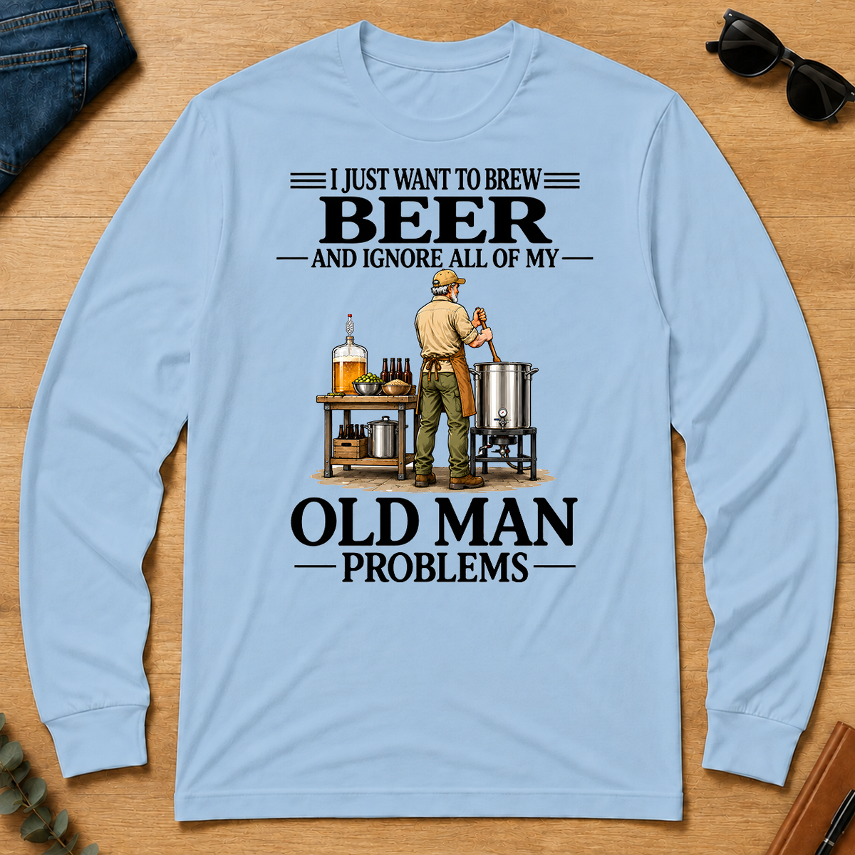 I Just Want To Brew Beer Vintage - light-blue - LST2D-LightBlue