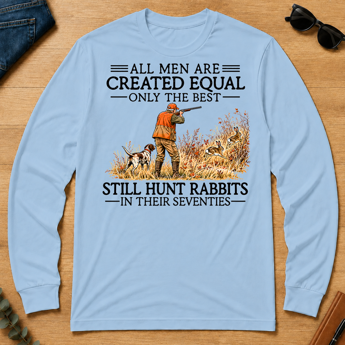All Men Are Created Equal Rabbits Hunting 70s Vintage - light-blue - LST2D-LightBlue