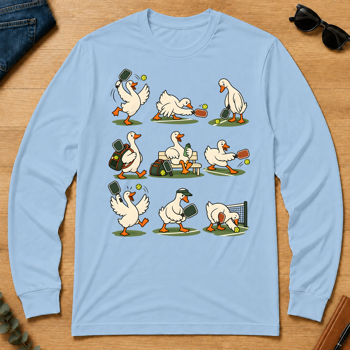 Funny Ducks Playing Pickleball - light-blue - LST2D-LightBlue