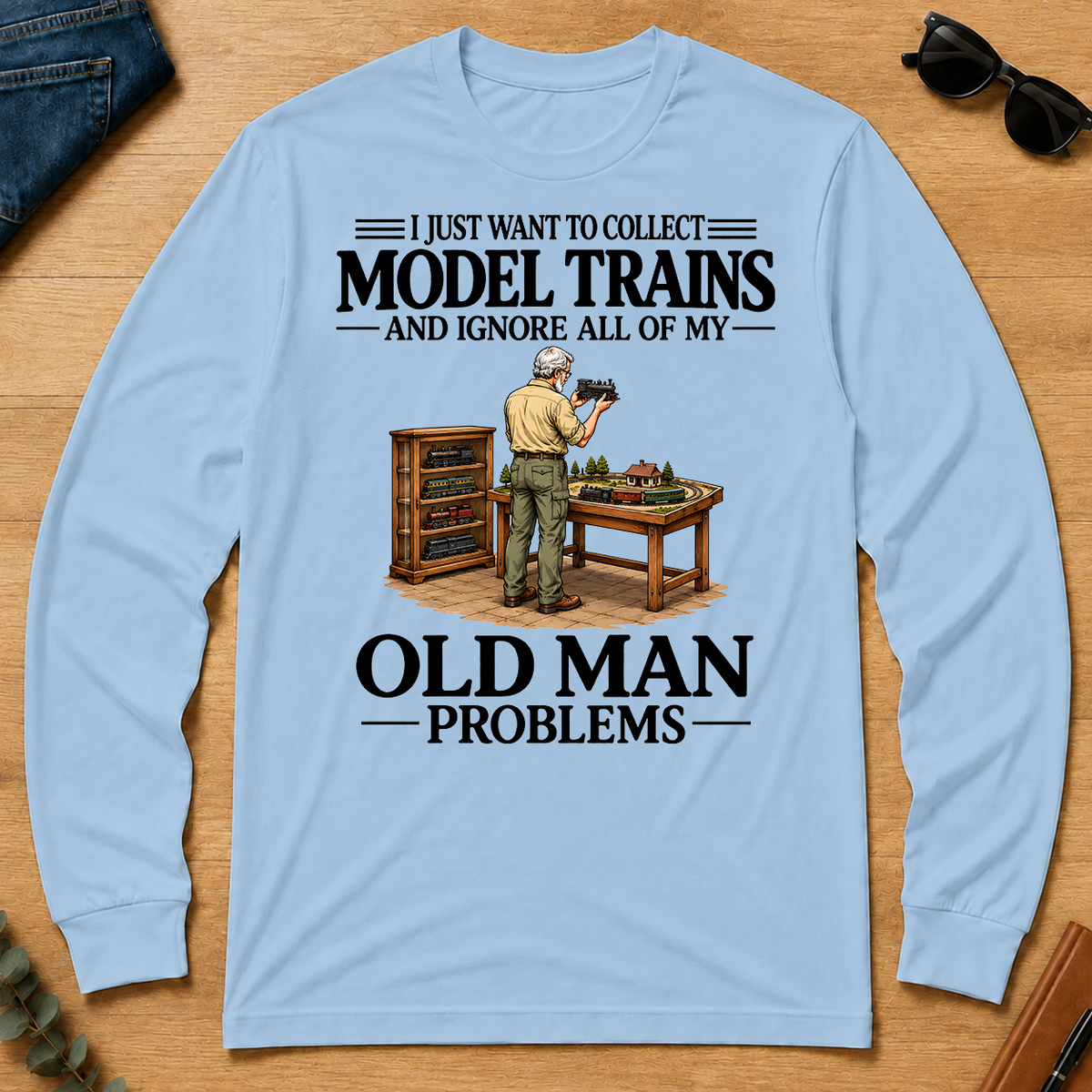 I Just Want To Collect Model Trains - light-blue - LST2D-LightBlue