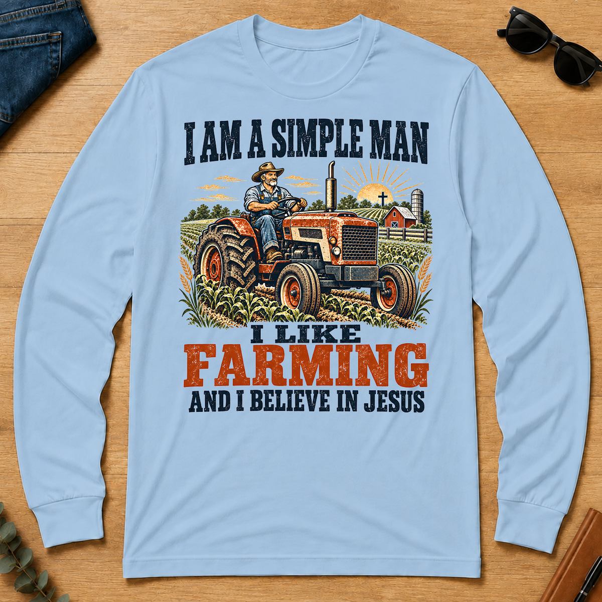 I Like Farming And Believe In Jesus - light-blue - LST2D-LightBlue