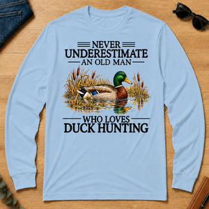 Never Underestimate An Old Man Who Loves Duck Hunting - light-blue - LST2D-LightBlue