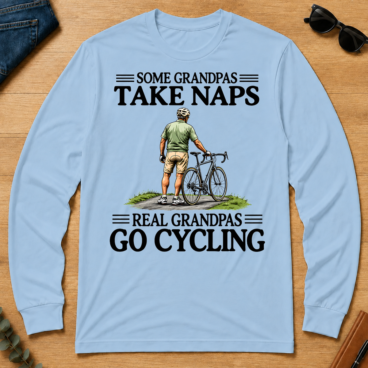 Real Grandpas Go Cycling Vintage - light-blue - LST2D-LightBlue