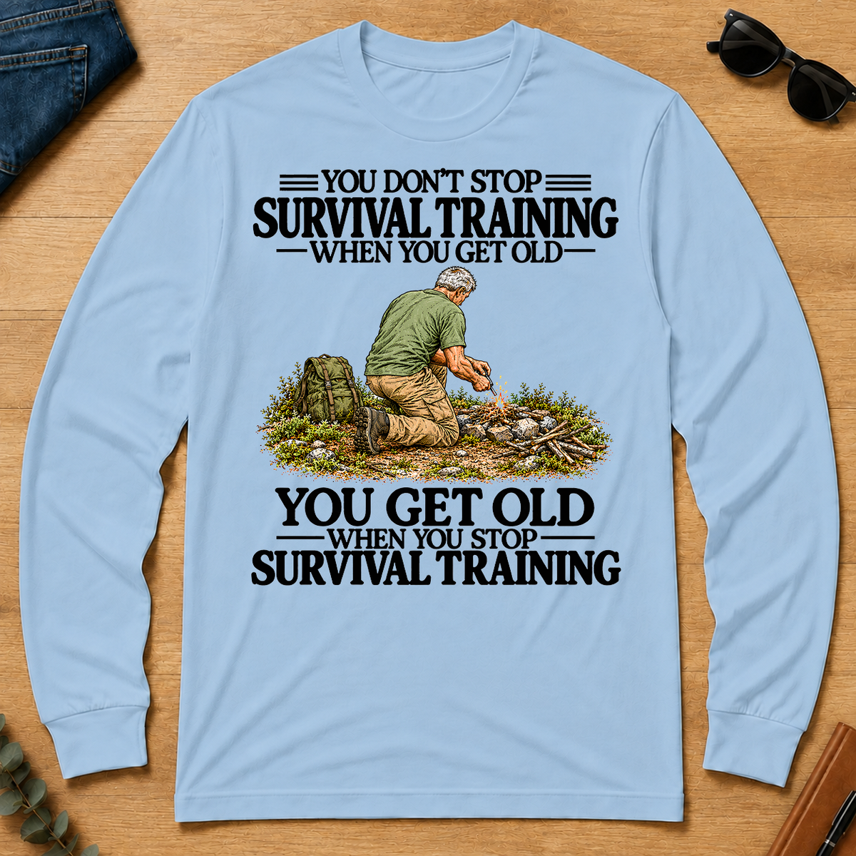 Don't Stop Survival Training Vintage Art - light-blue - LST2D-LightBlue