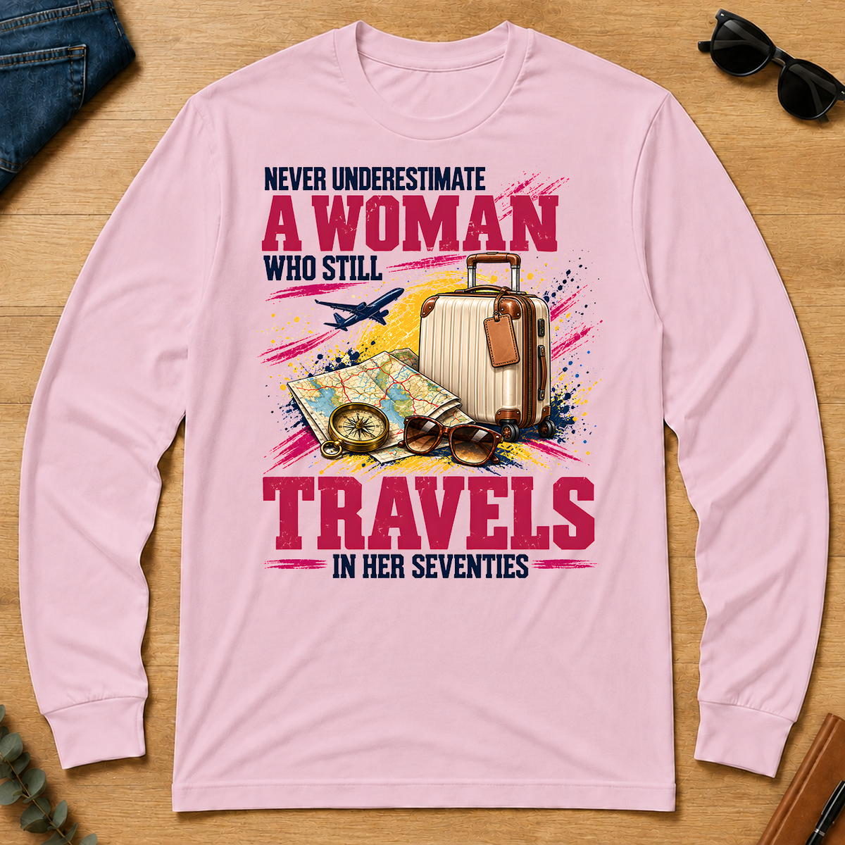 A Woman Still Travels In Her Seventies - light-pink - LST2D-LightPink